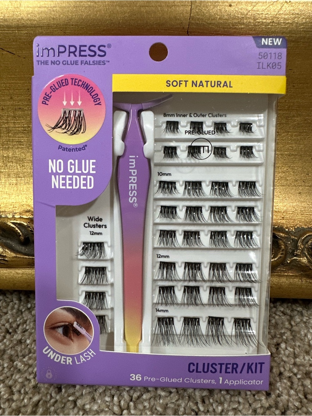 NIB Impress Beauty The No Glue Falsies Pre-Glued Lashes Soft Natural 50118